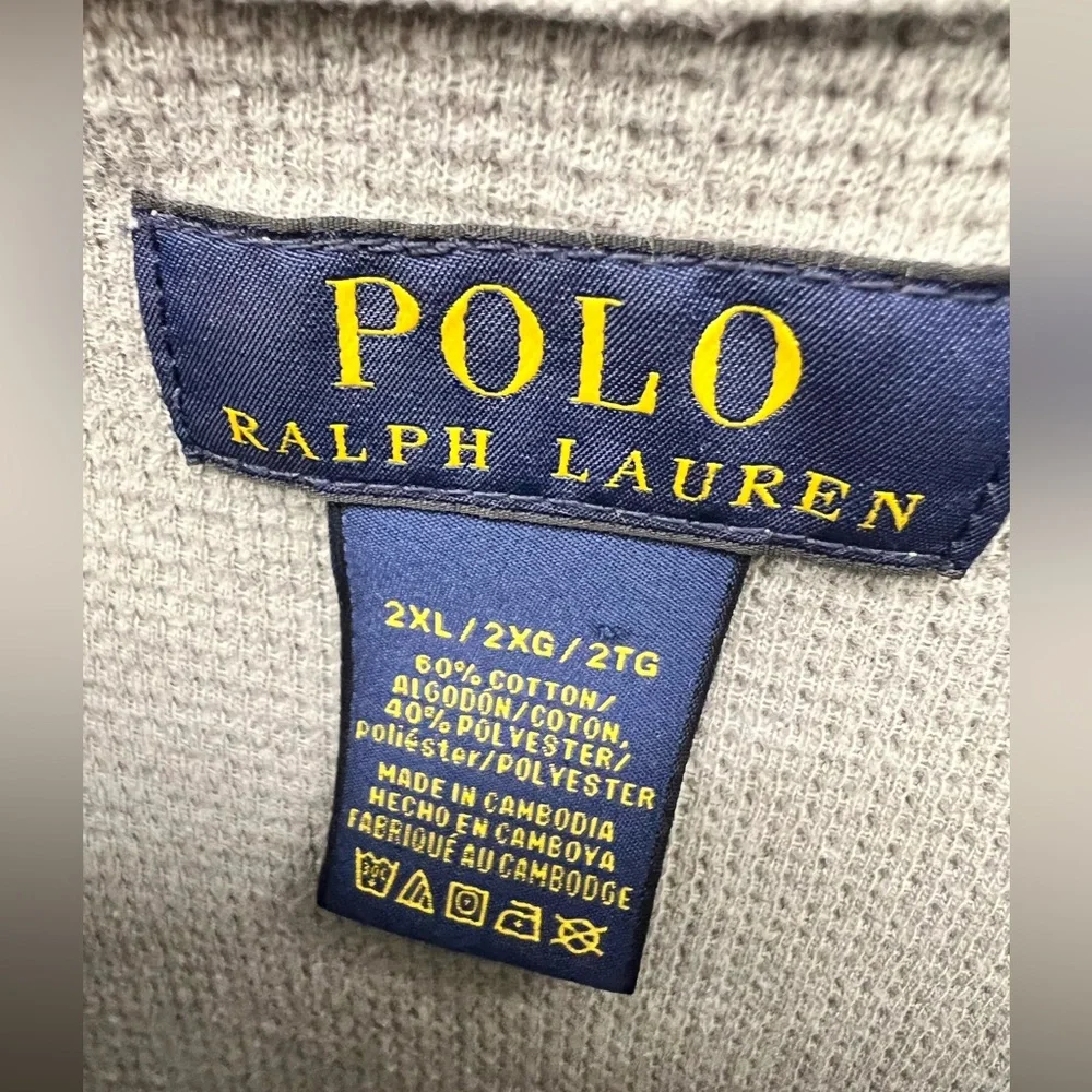 Polo by Ralph Lauren Light Gray Long Sleeve‎ Shirt- Waffle pattern-2XL
